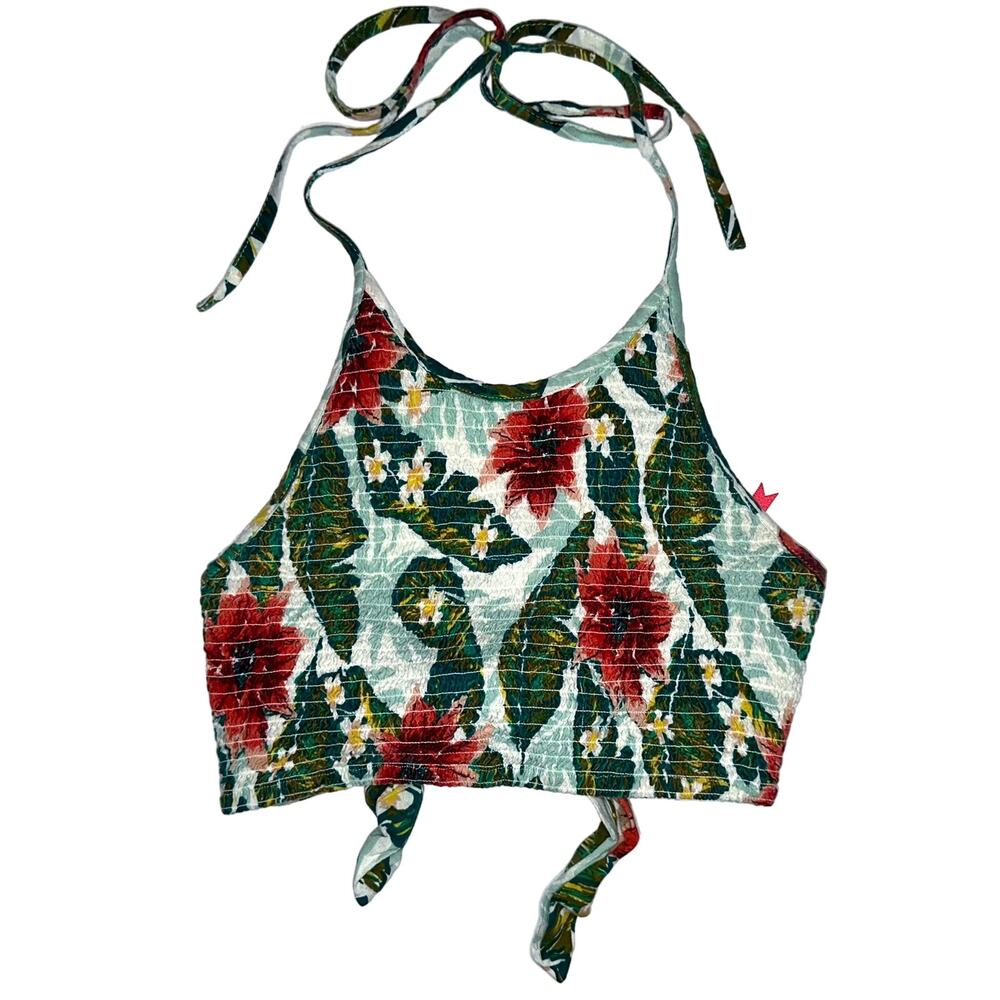 Wildflower x Element Eden Floral Tropical Crop Halter Top Size Medium